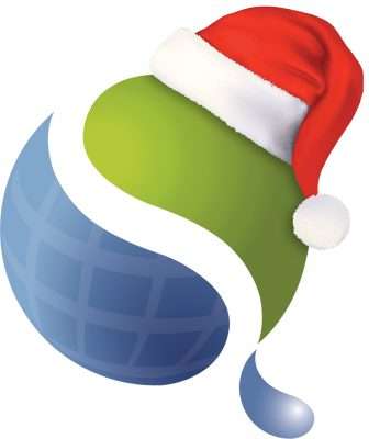 logo with christmas hat